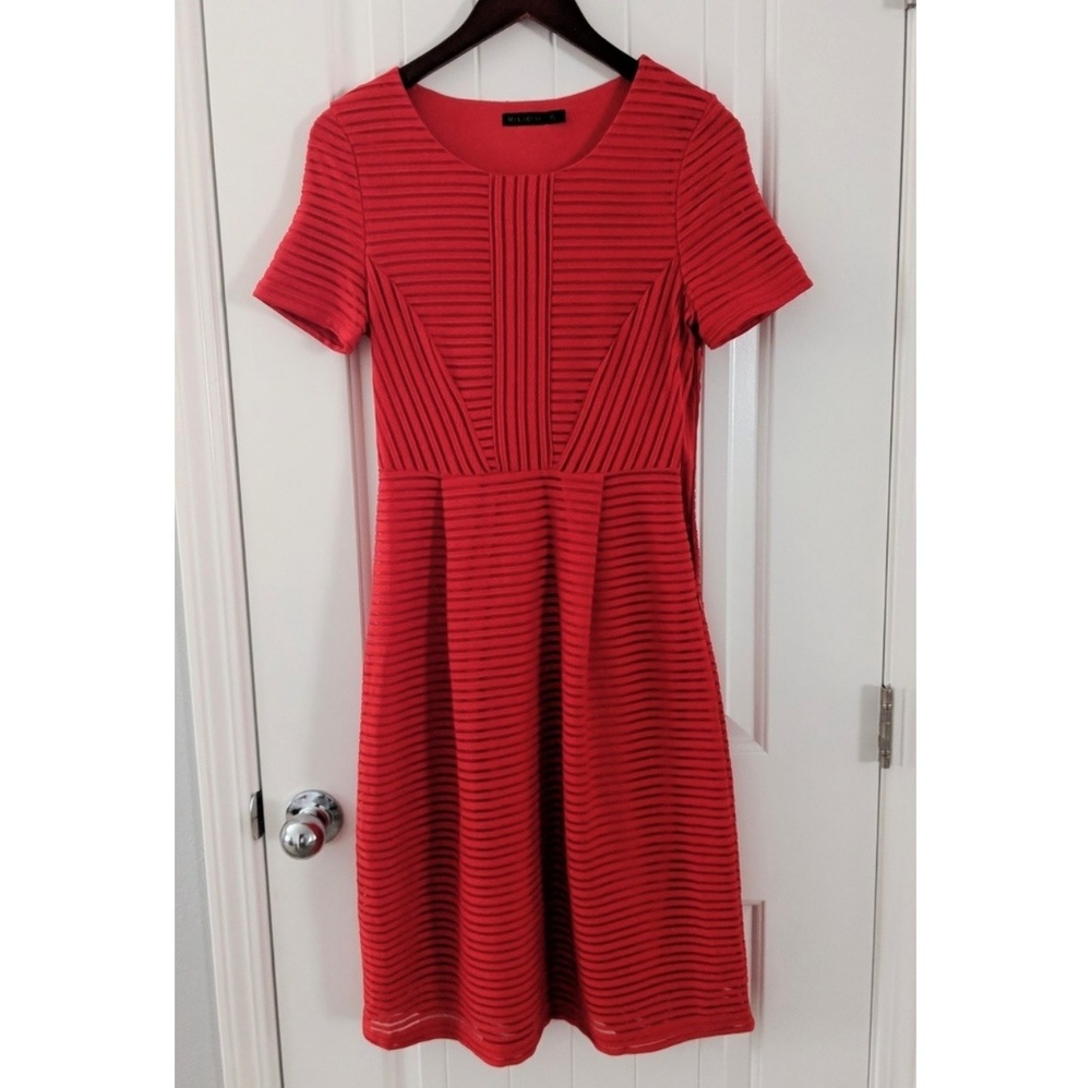 Mikarose red pleated dress size xs